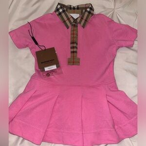 Burberry Baby Girls Pink Vintage Check Polo Dress -18months